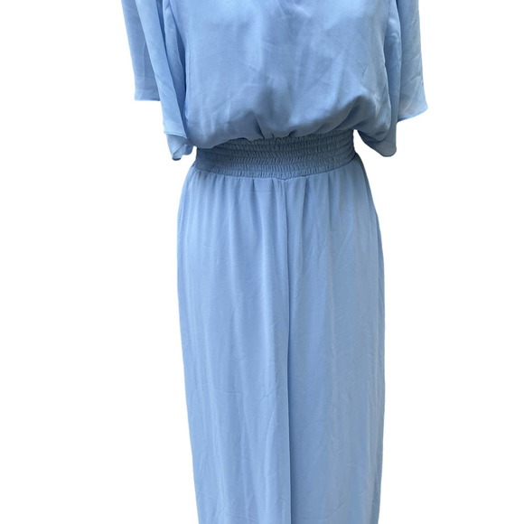 Halogen Women's Light Blue V-Neck Flutter Sleeve Wide Leg Jumpsuit.‎ Size MED - Picture 3 of 15